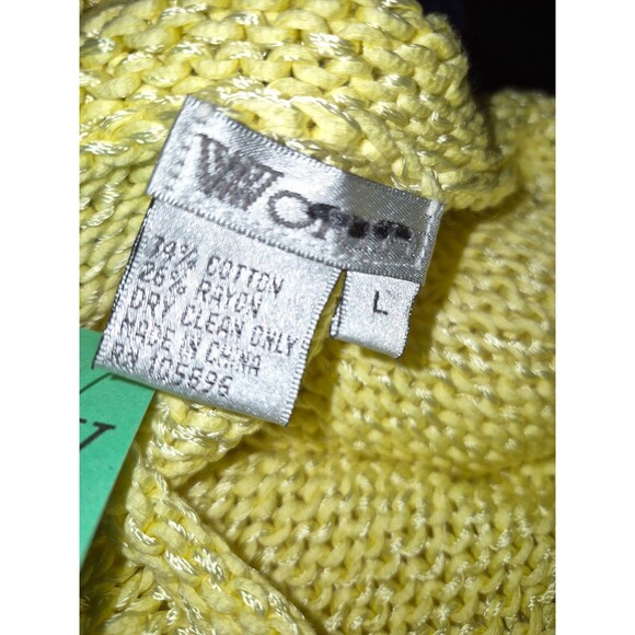 Worth VTG Textured Heavy Knit Rolled Hem Boat Neckline Cotton Yellow Sz L NEW - Picture 5 of 5